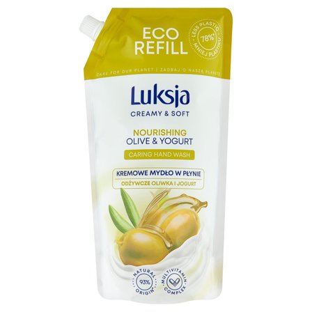 Luksja Creamy & Soft Kremowe mydło w płynie odżywcze oliwka i jogurt 900 ml (1)
