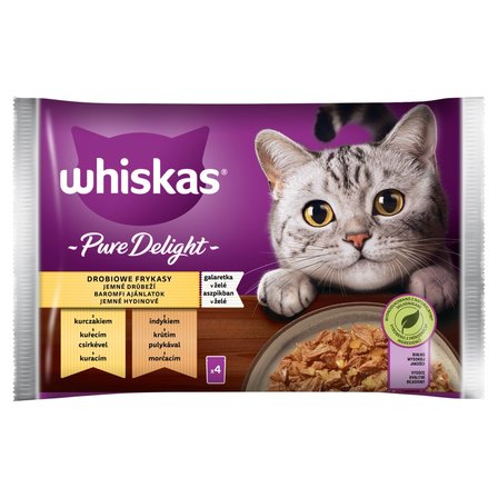 Whiskas Pure Delight Mokra karma dla kotów drobiowe frykasy galaretka 340 g (4 x 85 g) (1)