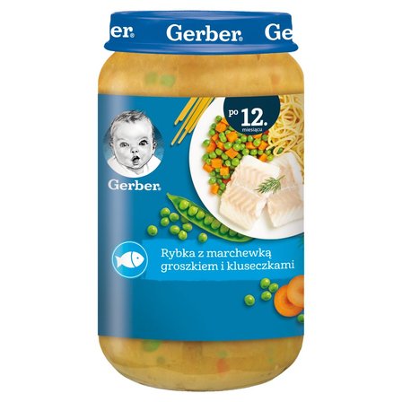 Gerber Rybka z marchewką groszkiem i kluseczkami dla dzieci po 12. miesiącu 250 g (1)