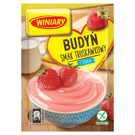 Winiary Budyń z cukrem smak truskawkowy 60 g (1)