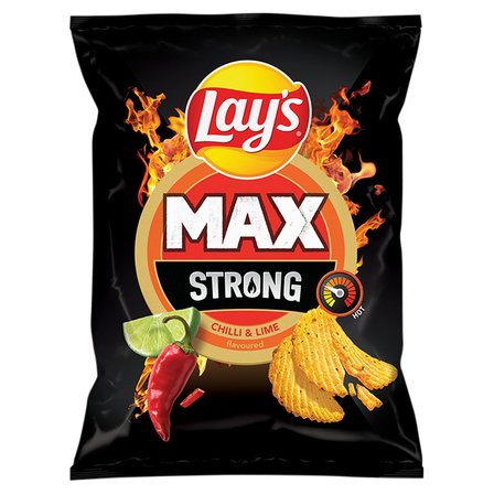 Lay's Max Strong Chipsy ziemniaczane karbowane o smaku ostrego chilli i limonki 250 g (1)