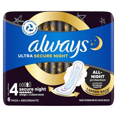 Always Ultra Podpaski Secure Night (rozmiar 4) ze skrzydełkami x6 (1)