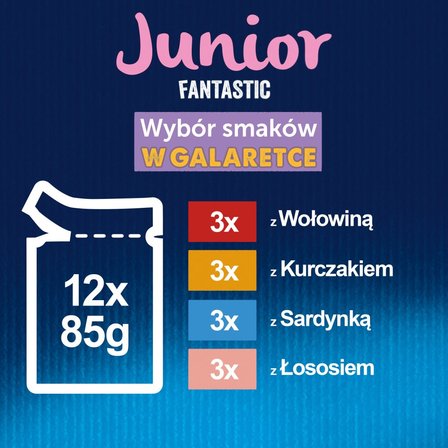 Felix Fantastic Junior Karma dla kociąt wybór smaków w galaretce 1,02 kg (12 x 85 g) (5)