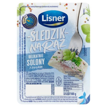 Lisner Śledzik na raz delikatnie solony z ziołami 100 g (1)