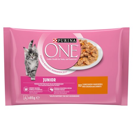 PURINA ONE Junior Karma dla kociąt z kurczakiem i marchewką 340 g (4 x 85 g) (1)