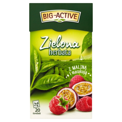 Big-Active Zielona herbata z maliną z marakują 34 g (20 torebek) (1)