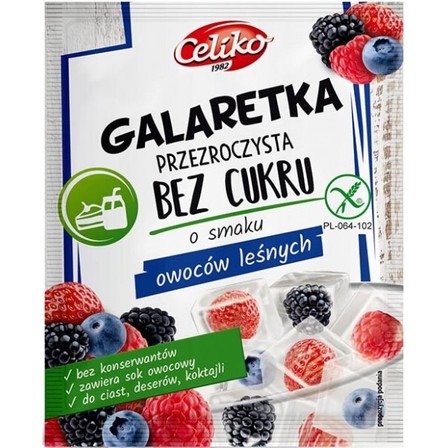 CELIKO GALARETKA O SMAKU OWOCÓW LEŚNYCH BEZ DODATKU CUKRU 14G (1)