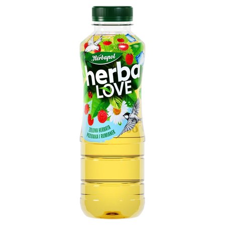 Herbapol HerbaLove Napój owocowo-herbaciany zielona herbata poziomka i rumianek 500 ml (1)