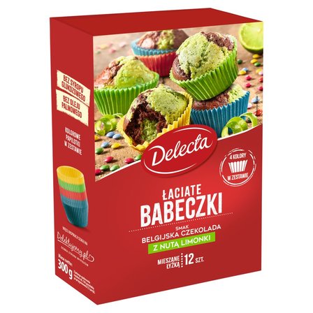 Delecta Łaciate babeczki smak belgijska czekolada z nutą limonki mieszanka do wypieku ciasta 300 g (1)