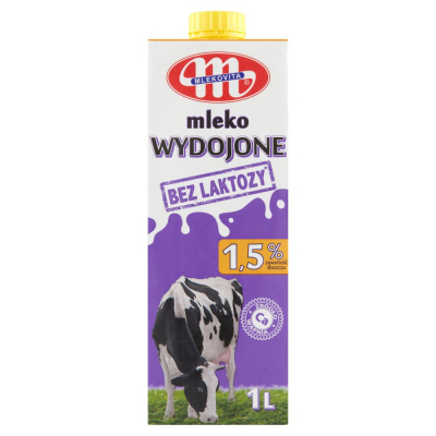 Mlekovita Wydojone Mleko bez laktozy 1,5 % 1 L (1)