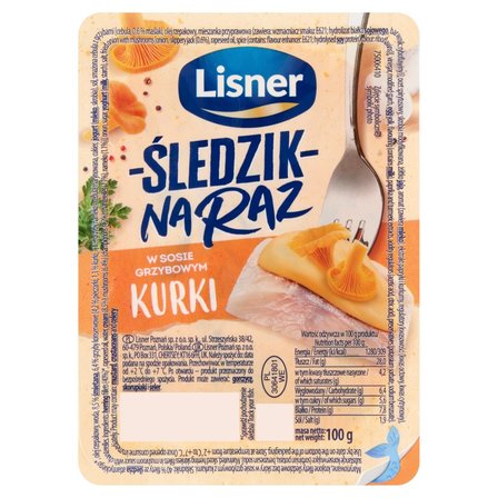 Lisner Śledzik na raz w sosie grzybowym kurki 100 g (1)