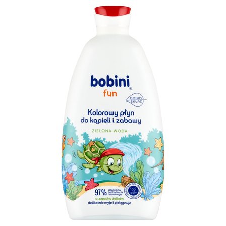 Bobini Fun Kolorowy płyn do kąpieli i zabawy o zapachu żelków zielona woda 500 ml (1)