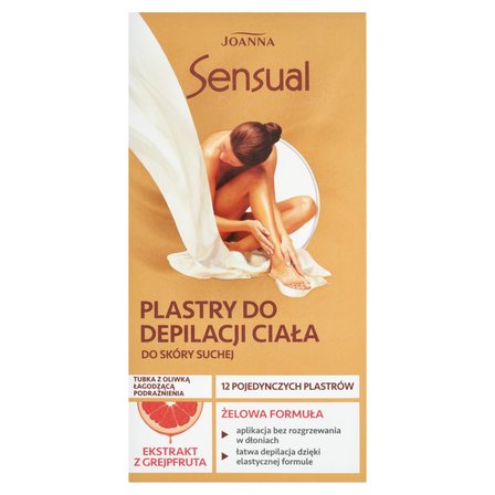 Joanna Sensual Plastry do depilacji ciała do skóry suchej 12 sztuk + Tubka z oliwką łagodzącą 10 ml (1)