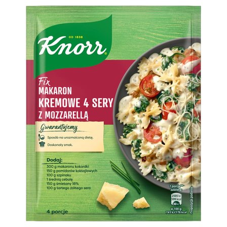 Knorr Fix makaron kremowe 4 sery z mozzarellą 45 g (1)