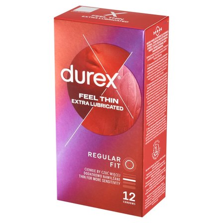 Durex Feel Thin Extra Lubricated Wyrób medyczny prezerwatywy 12 sztuk (2)