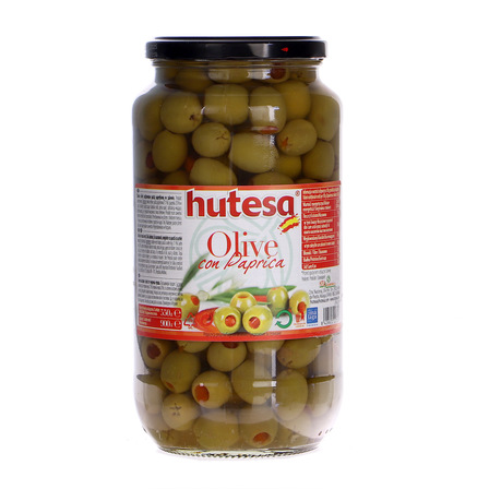 HUTESA OLIWKI ZIELONE Z PAPRYKĄ 550G (1)