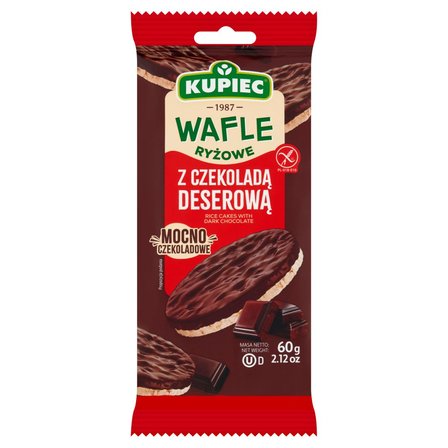 Kupiec Wafle ryżowe z czekoladą deserową 60 g (4 sztuki) (1)