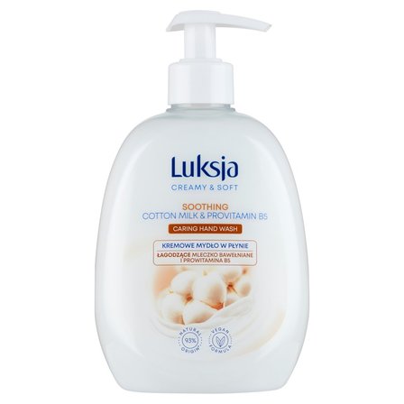 Luksja Creamy & Soft Kremowe mydło w płynie łagodzące mleczko bawełniane i prowitamina B5 500 ml (1)