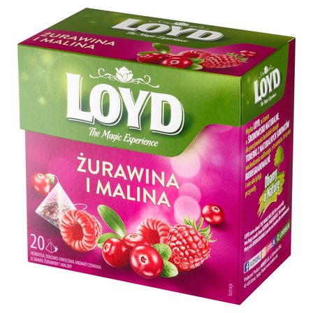 Loyd Herbatka ziołowo-owocowa aromatyzowana o smaku żurawiny i maliny 40 g (20 x 2 g) (2)