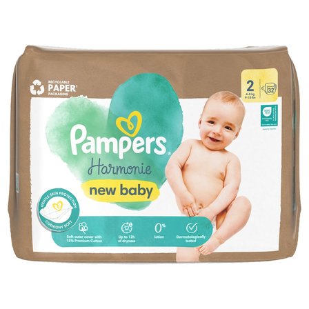 Pampers Harmonie Baby Pieluszki, rozmiar 2, 32 sztuk, 4kg-8kg (1)