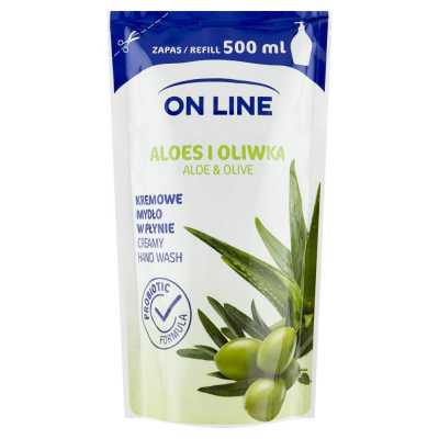 ON LINE Kremowe mydło w płynie zapas aloes i oliwka 500 ml (1)