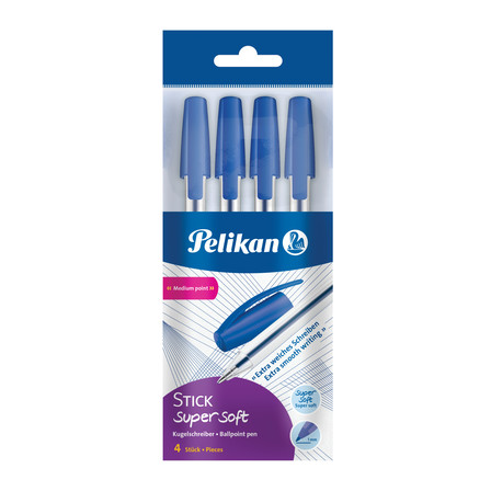 Pelikan Super Soft Stick Długopis tradycyjny wkład niebieski 4 sztuki (1)