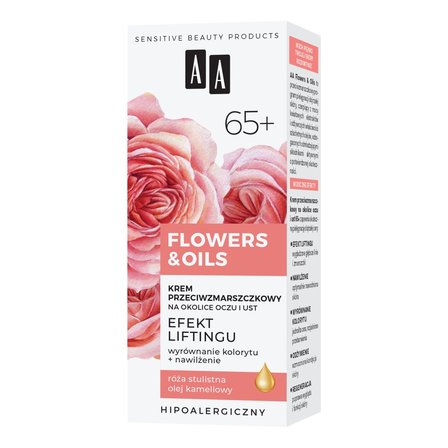 AA Flowers&Oils 65+ Efekt Liftingu Krem przeciwzmarszczkowy na okolice oczu i ust 15 ml (5)