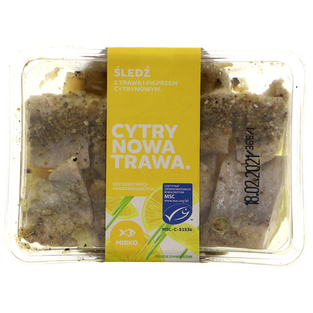 MIRKO ŚLEDŹ Z TRAWĄ I PIEPRZEM CYTRYNOWYM 200G (1)