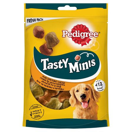 Pedigree Tasty Minis Karma uzupełniająca dla psów smak kurczaka i kaczki 130 g (1)