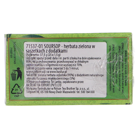 Basilur corossol the vert herbata zielona w saszetkach z dodatkami 37,5g (3)