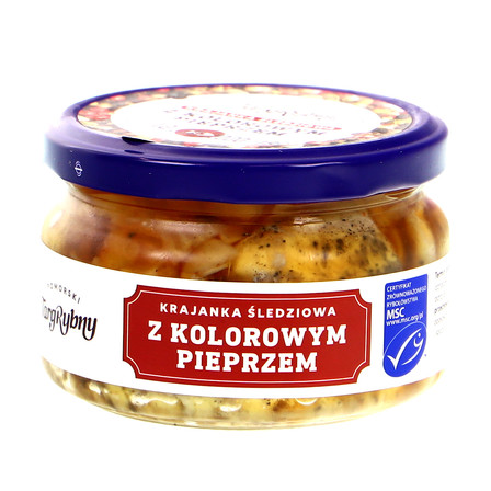 POMORSKI TARG RYBNY KRAJANKA ŚLEDZIOWA Z KOLOROWYM PIEPRZEM 200G (1)