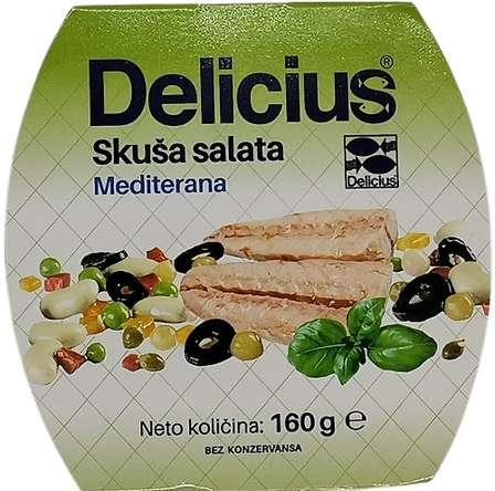 Delicius Sałatka śródziemnomorska z makrelą 160 g (1)