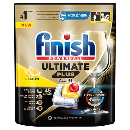 Finish Ultimate Plus Lemon Kapsułki do mycia naczyń w zmywarce 549 g (45 sztuk) (1)