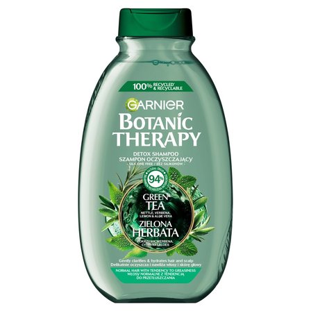 Garnier Botanic Therapy Szampon oczyszczający zielona herbata pokrzywa werbena cytryna aloes 400 ml (1)