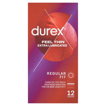 Durex Feel Thin Extra Lubricated Wyrób medyczny prezerwatywy 12 sztuk (1)