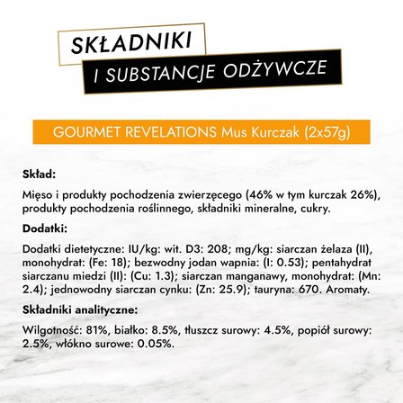 Gourmet Revelations Karma dla kotów mus z kurczakiem w kaskadzie sosu 114 g (2 x 57 g) (5)