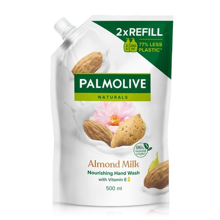 Palmolive Naturals Milk & Almond (Mleko i Migdał) Kremowe mydło do rąk w płynie zapas, 500 ml (1)