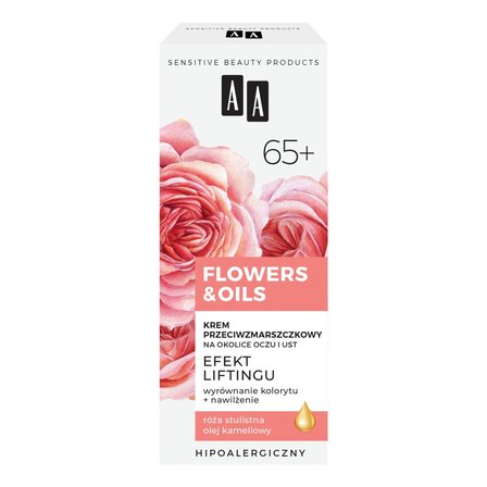 AA Flowers&Oils 65+ Efekt Liftingu Krem przeciwzmarszczkowy na okolice oczu i ust 15 ml (4)