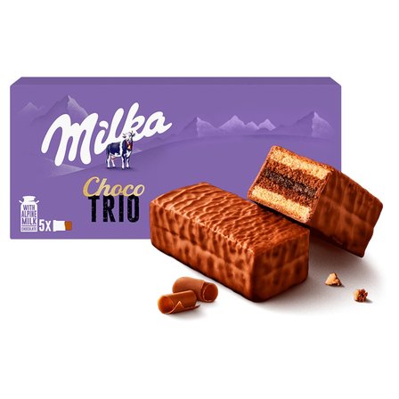 Milka Choco Trio Ciastko biszkoptowe z nadzieniem kakaowym oblane czekoladą mleczną 150 g (5 sztuk) (3)