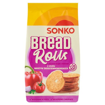 Sonko Bread Rolls Pieczone krążki chlebowe o smaku warzyw śródziemnomorskich 70 g (1)