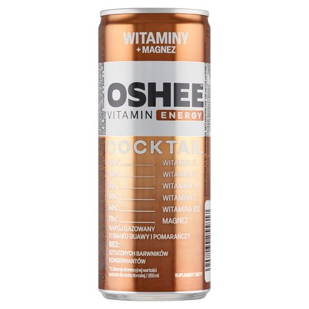 Oshee Vitamin Energy Suplement diety napój gazowany o smaku guavy i pomarańczy 250 ml (1)