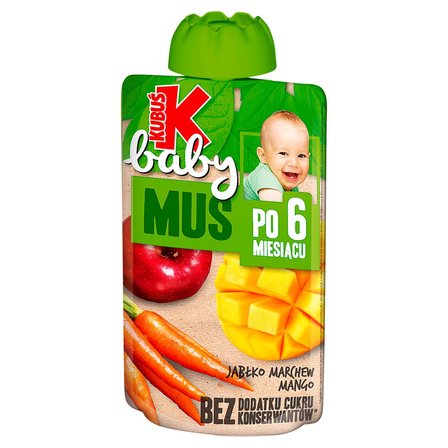 Kubuś Baby Mus po 6 miesiącu jabłko marchew mango 100 g (1)