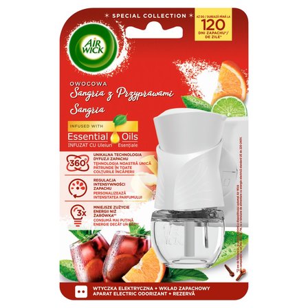 Air Wick Essential Oils Elektryczny odświeżacz i wkład owocowa sangria z przyprawami 19 ml (1)