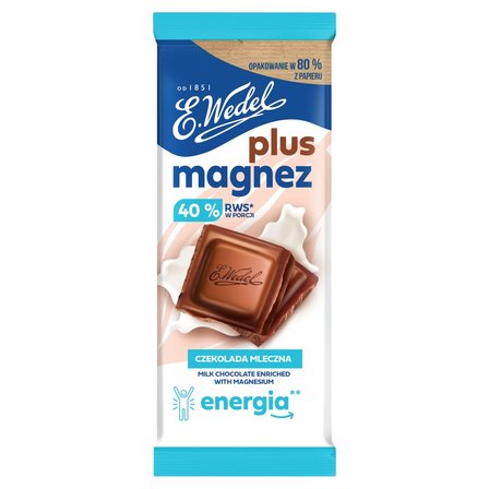 E. Wedel Plus Magnez Czekolada mleczna wzbogacona w magnez 80 g (1)