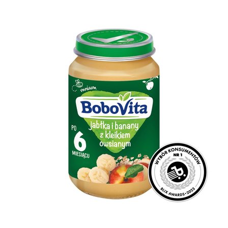 BoboVita Jabłka i banany z kleikiem owsianym po 6 miesiącu 190 g (2)