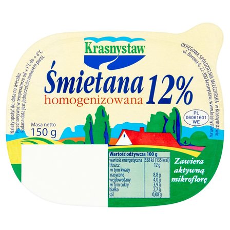 Krasnystaw Śmietana 12% homogenizowana 150 g (1)