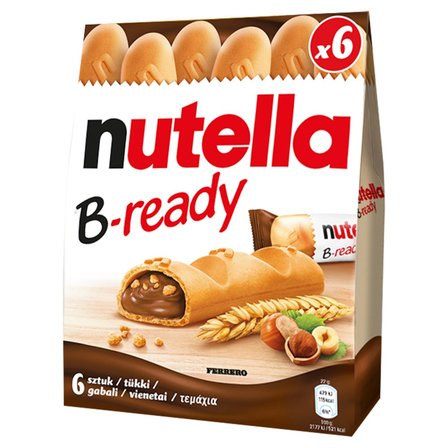 Nutella B-ready Wafelek z orzechami laskowymi i kakao oraz chrupkami 6 x 22 g (1)