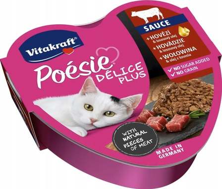 Vitakraft tacka Poesie wołowina + olej z łososia 85g (1)