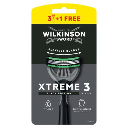 Wilkinson Sword Xtreme3 Black Edition Maszynka z 3 elastycznymi ostrzami 4 sztuki (1)