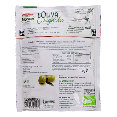 Monini L'Oliva Bella di Cerignola Naturalne oliwki zielone drylowane 150 g (2)